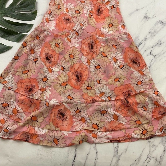 Karin Stevens Womens Vintage Y2k Slip Dress Size 6 Petite Pink Daisy Floral - Picture 9 of 9